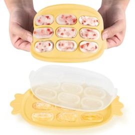Haakaa Baby Popsicle Mold - Baby Food Maker & Breastmilk Teething Freezer Tray - BPA Free Silicone-Yellow