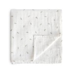 mushie Muslin Baby Swaddle Blanket | 100% Organic Cotton (Leaves)