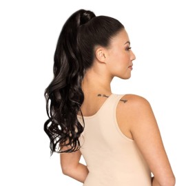 WENNALIFE Ponytail Hair Extension, 18 Inch 80g Dark Brown Ponytail Extension Human Hair Clip in Wrap Around Remy Human Hair Extension Hairpieces