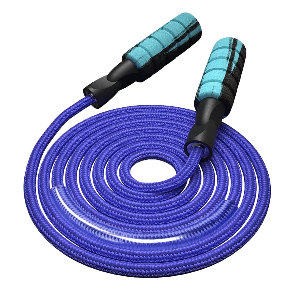 FITMYFAVO Jump Rope Cotton Adjustable Skipping Weighted jumprope for WomenAdult and Children Athletic Fitness Exercise Jumping Rope (Blue)
