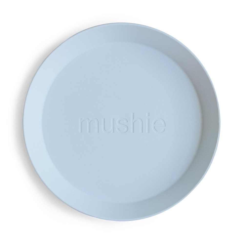 mushie Round Dinnerware Plates for Kids | Made in Denmark, Set of 2 (Powder Blue)