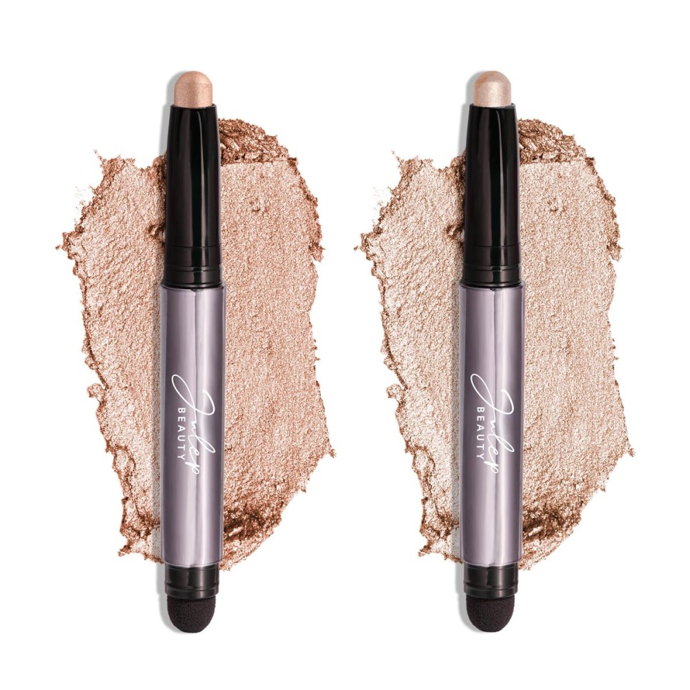 Julep Eyeshadow 101 Crme-to-Powder Waterproof Eyeshadow Stick Duo - Long-Lasting, Crease-Proof, Easy Apply with Built-in Smudger - Champagne Shimmer and Pearl Shimmer