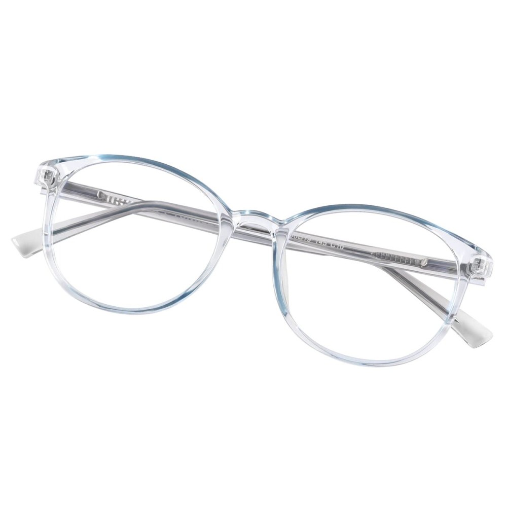 FONHCOO Blue Light Blocking Glasses Women Men TR90 Round Computer Eyeglasses (Blue)