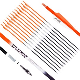 LWANO Carbon Arrow Archery 30inch Hunting Target Practice Arrows for Compound & Recurve Bow Spine 500 with Removable Tips (Pack of 12)