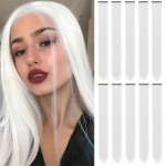 TOFAFA 22 inch Colored Hair Extensions, Multi-colors Party Highlights Clip in Long Synthetic Hair Extensions for Girls Women Kids Christmas Cosplay Party Gift(10 PCS White)