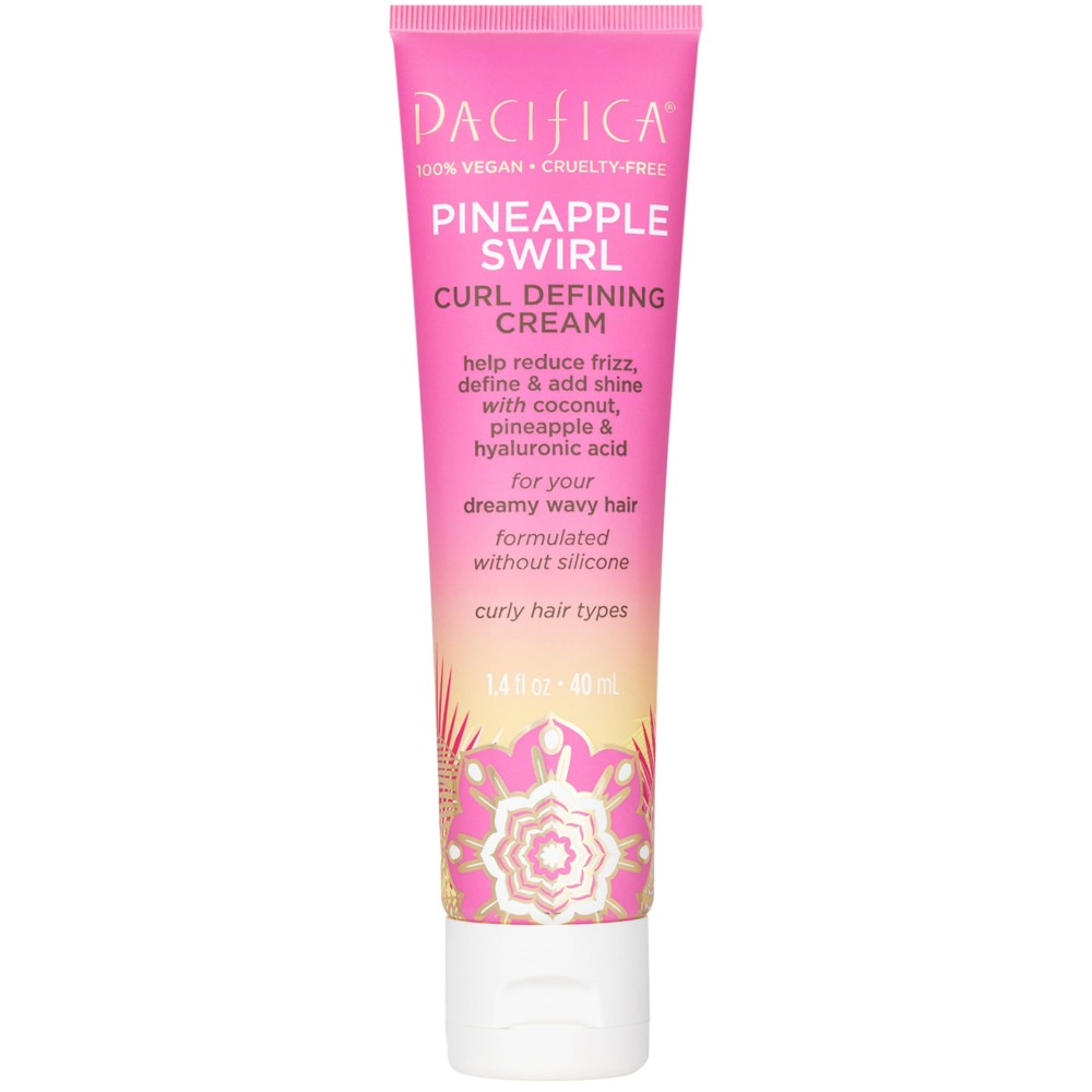 Pacifica Beauty Curl Cream for Curly Hair - Pineapple Swirl Curl Defining Cream - Hair Styling Product for Curly, Wavy, Coily & Curly Hair 1.4 FZ