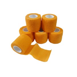 Transun Moo 6 Pack 2 x 5 Yards Self Adhesive Bandage Wrap Breathable Cohesive Vet Wrap for Pets, Elastic Self-Adherent Tape for Sports, Wrist, Ankle (Orange)