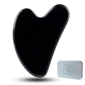 Ditind Gua Sha Facial Tools, Black Obsidian Gua Sha Massage Tool, Natural Jade Guasha Tool for Face and Body Skin Massage. Gua Sha Set for SPA Acupuncture Therapy, Trigger Point Treatment.