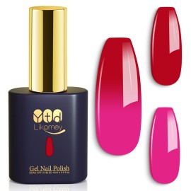YTD Likomey Color Changing Gel Nail Polish,15ml Hot Pink To Red Mood Temperature Change Colors Ombre Thermal Salon Home Fall Winter Manicure UV Nail Varnish,WB11