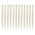SWACC 12 Pcs Straight One Color Party Highlights Clip on in Hair Extensions Colored Hair Streak Synthetic Hairpieces (Platinum Blonde)
