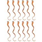 SWACC 12 Pcs Curly Wavy One Color Party Highlights Clip on in Hair Extensions Colored Hair Streak Synthetic Hairpieces (Ginger Red)
