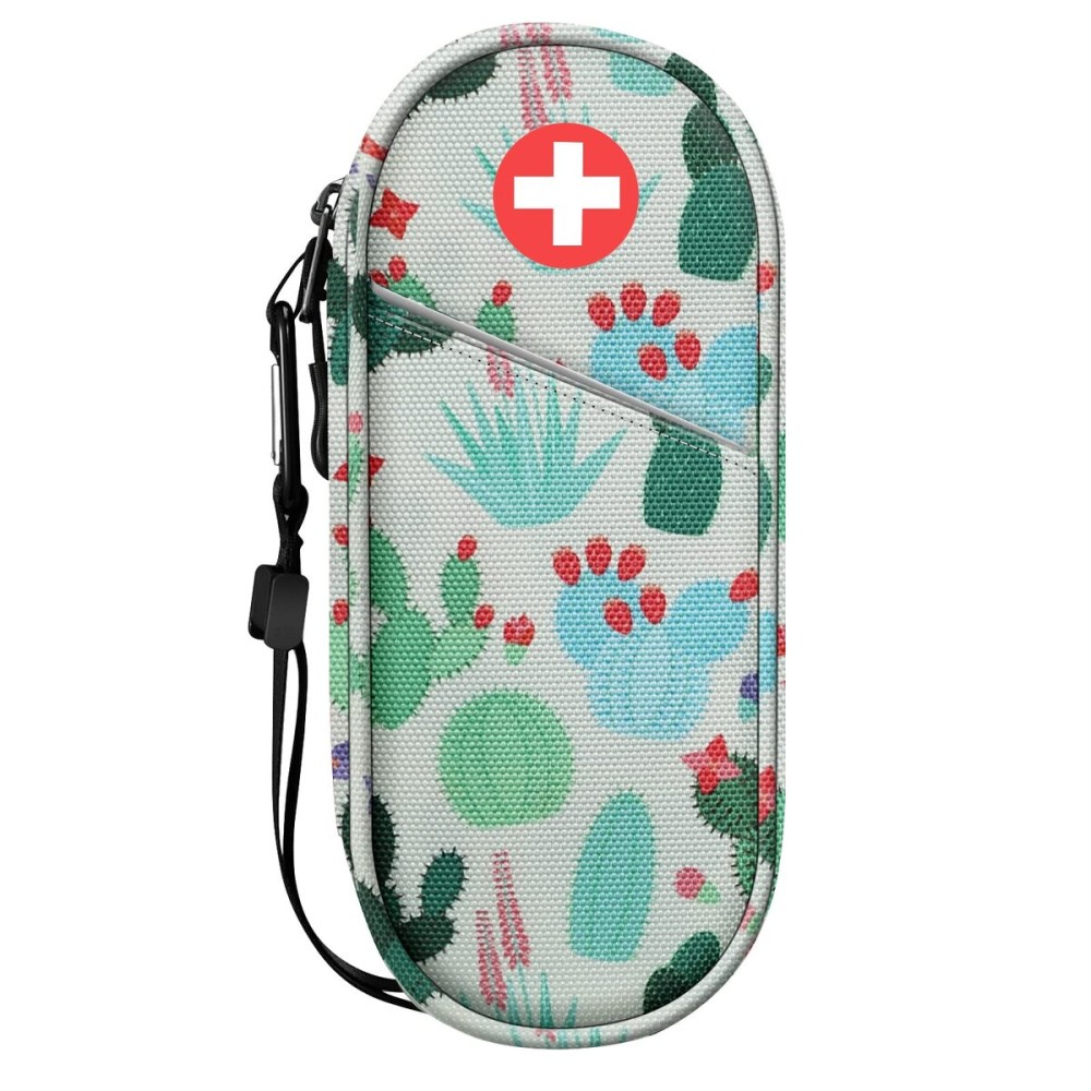 SITHON EpiPen Medical Carrying Case Insulated, Travel Medication Organizer Bag Emergency Medical Pouch Holds 2 EpiPens, Asthma Inhaler, Anti-Histamine, Auvi-Q, Allergy Medicine Essentials, Cactus