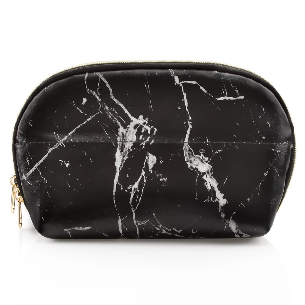 Ethereal Large Cosmetic Bag, Marble Black Travel Makeup Bag Waterproof Makeup Organizer Bag Portable Makeup Bag Purse Small Toiletry Bag for Women