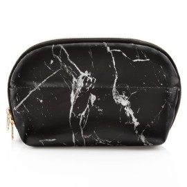 Ethereal Large Cosmetic Bag, Marble Black Travel Makeup Bag Waterproof Makeup Organizer Bag Portable Makeup Bag Purse Small Toiletry Bag for Women