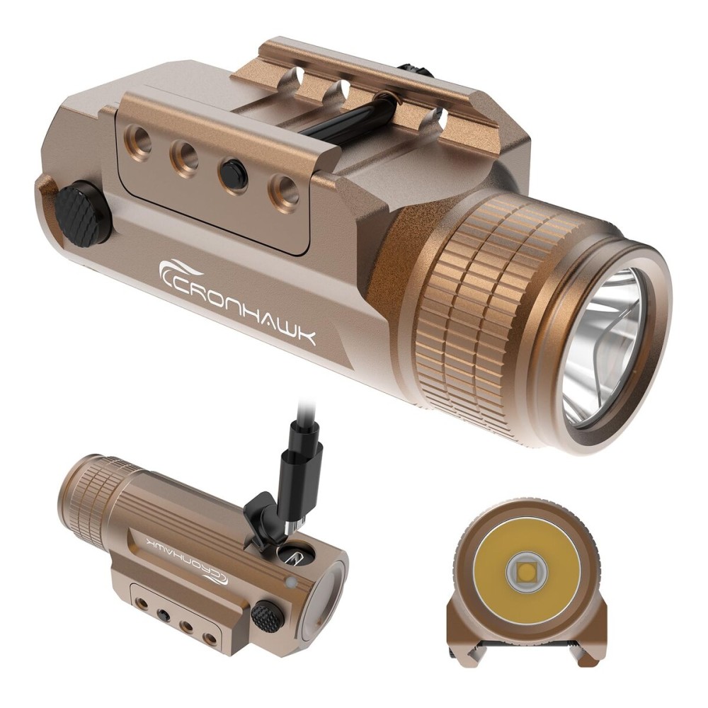 CRONHAWK Rechargeable Pistol Light, 700 Lumen Compact Rail Mounted Tactical Gun Flashlight fit for Picatinny MIL-STD-1913