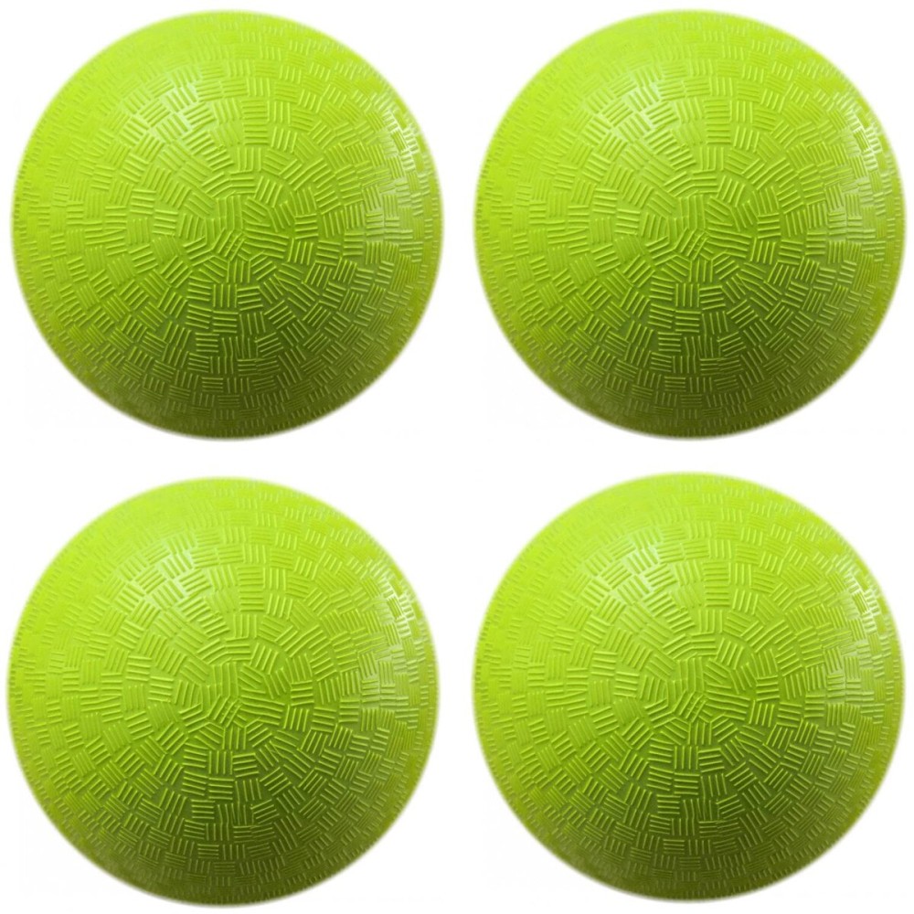 AppleRound 8.5-inch Dodgeball Playground Balls, Pack of 4 Balls with 1 Pump, Official Size for Dodge Ball, Handball, Camps and Schools (Green)