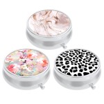 3 Pack Pill Box, Small Pill Case for Purse & Pocket, Cute Travel Medicine Organizer, Portable Medicine Container Holder to Hold Vitamins, Medication, Fish Oil & Supplement, Pink Flowers Leopard