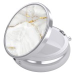 Nipichsha Pill Box, Small Pill Case for Purse & Pocket, Cute Travel Medicine Organizer, Portable Medicine Container Holder to Hold Vitamins, Medication, Fish Oil & Supplement, White Marble