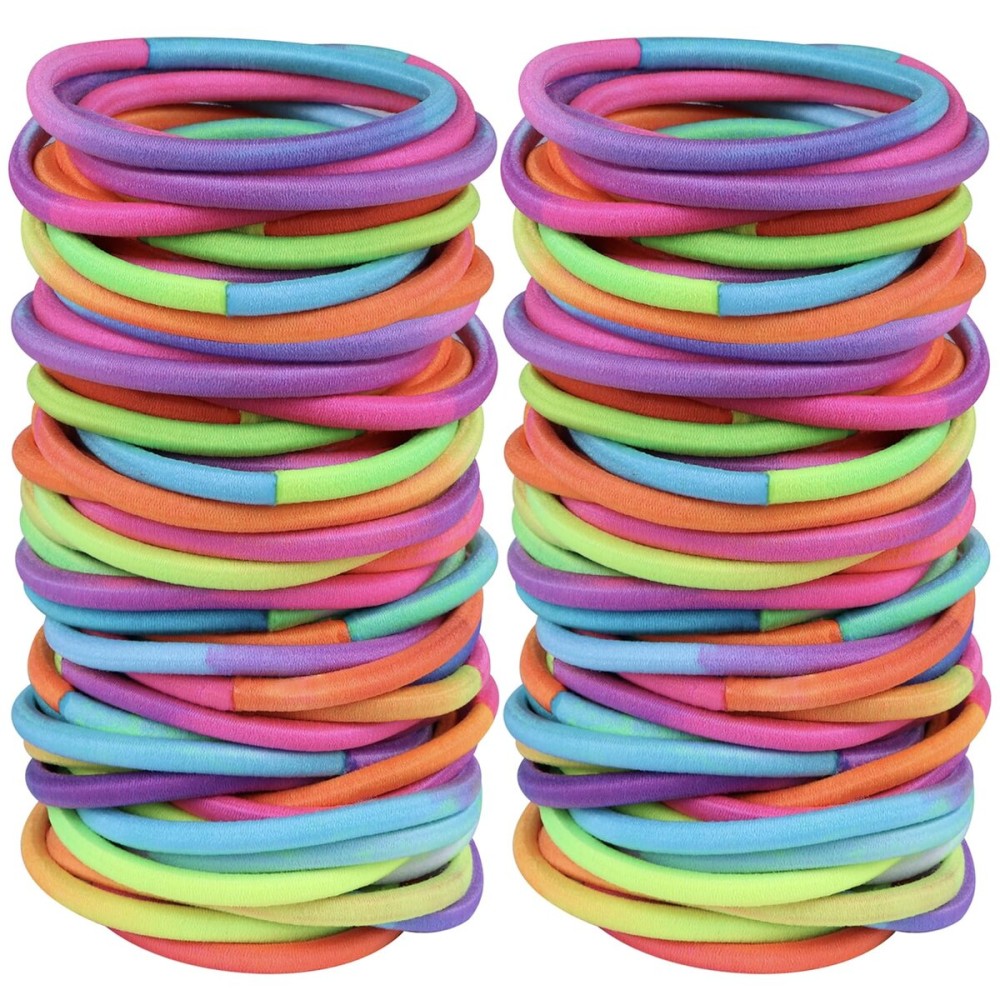 120 Pcs No Damage Elastics Hair Ties, Assorted Hair Bands Perfect for Medium to Thick Hair, Multicolor Pony tails Holders for Men, Women, Girls and Boys (4mm)