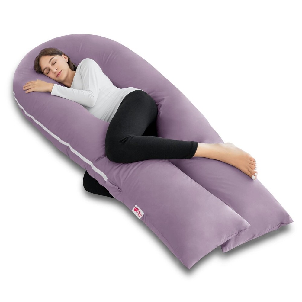 Meiz U Shaped Pregnancy Pillows for Sleeping, 65 Maternity Pillow for Full Body Support, Cooling Pregnancy Pillow with Jersey Cover, Purple