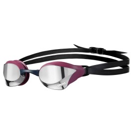 ARENA Unisex Cobra Core Swipe Anti-Fog Racing Swim Goggles for Men and Women Polycarbonate Mirror Lens, Silver/Red Wine