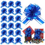 WILLBOND 20 Pieces 6 Inch Pull Bows Gift Wrapping Ribbon Pull Bows for Christmas Wedding Baskets Valentine Multicolor Wrap Accessory for Gift Present Holiday Decor(Blue)
