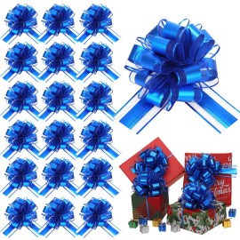 WILLBOND 20 Pieces 6 Inch Pull Bows Gift Wrapping Ribbon Pull Bows for Christmas Wedding Baskets Valentine Multicolor Wrap Accessory for Gift Present Holiday Decor(Blue)