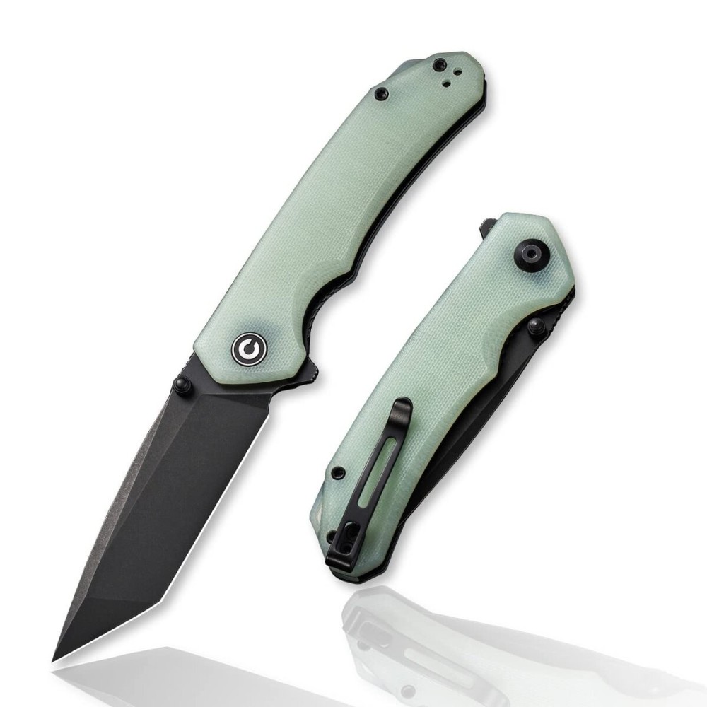 CIVIVI Brazen Folding Pocket Knife,3.5-Inch Tanto D2 Plain Blade,G-10 Outdoor Camping Hiking Knife with Thumb Studs and Flipper Opener,Unique Tool Gift for EDC Men Women C2023E