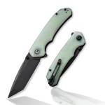 CIVIVI Brazen Folding Pocket Knife,3.5-Inch Tanto D2 Plain Blade,G-10 Outdoor Camping Hiking Knife with Thumb Studs and Flipper Opener,Unique Tool Gift for EDC Men Women C2023E
