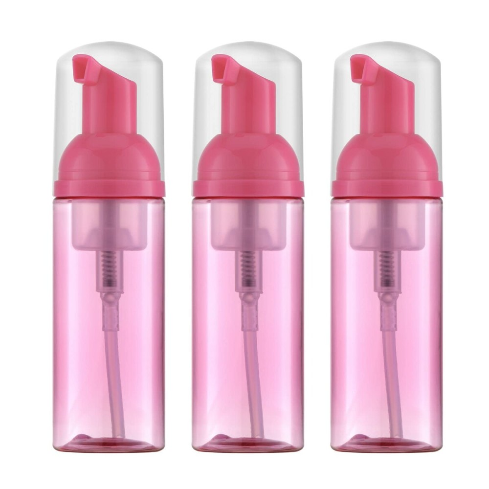 Owlyee 2oz Foam Bottle (3PCS) Empty Foaming Pump Dispenser for Hand Soap, Lash Cleanser, Shampoo to Travel (60ml, Rose Red)