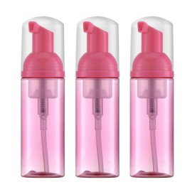Owlyee 2oz Foam Bottle (3PCS) Empty Foaming Pump Dispenser for Hand Soap, Lash Cleanser, Shampoo to Travel (60ml, Rose Red)