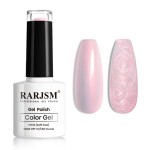 RARJSM Pearl Gel Nail Polish, Glitter Drawing Gelpolish Pink Shimmer Mermaid Nail Gel Soak Off U V G e l for Salon Home DIY Manicure Use