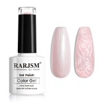 RARJSM Pearl Gel Nail Polish, Light Pink Glitter Drawing Gelpolish Soak Off UV Shimmer Mermaid Nail Gel for Salon Home DIY Manicure Use
