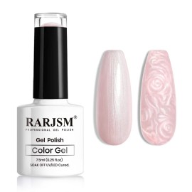 RARJSM Pearl Gel Nail Polish, Light Pink Glitter Drawing Gelpolish Soak Off UV Shimmer Mermaid Nail Gel for Salon Home DIY Manicure Use
