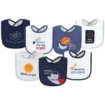 Hudson Baby Unisex Baby Cotton Terry Drooler Bibs with Fiber Filling, Galactic Explorer, One Size