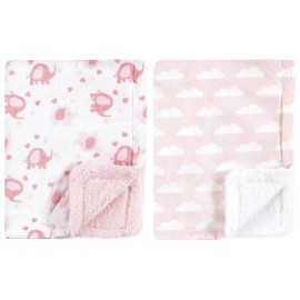 Luvable Friends Unisex Baby Plush Blanket with Sherpa Back, Girl Basic Elephant, One Size