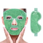 ZNCUETD Cooling Ice Face Eye Mask for Reducing Puffiness, Bags Under Eyes,Sinus,Redness,Pain Relief,Dark Circles, Migraine,Hot/Cold Pack with Soft Plush Backing(Green(1* Eye Mask+1*Face Mask))