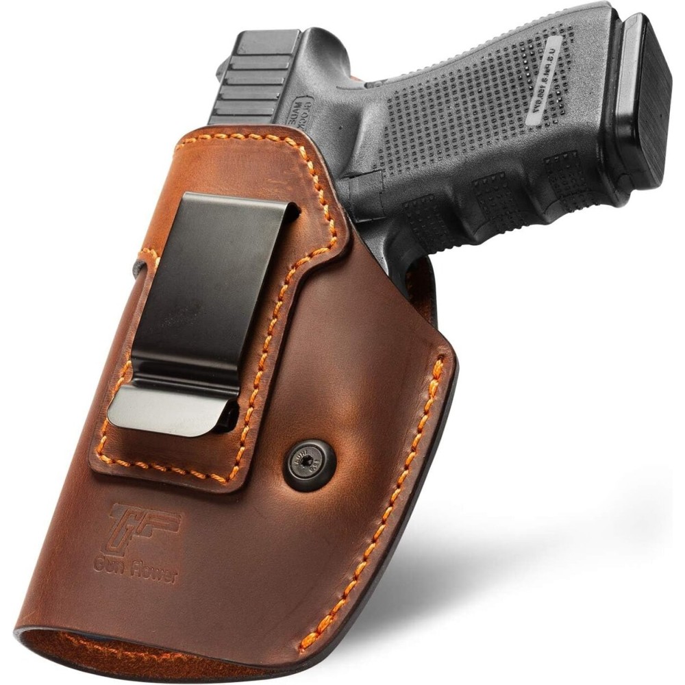 Full Grain Leather IWB Holster Compatible with Glock 17/19/ 19X/ 43X MOS, Taurus G2C/G3C, Sig P365/P365X/ P320/ M18/M17, M&P 9 Shield Plus, Hellcat & Other Full Size Compact Subcompact Pocket Handguns