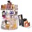 V-HANVER Makeup Organizer Combo - 360 Rotating Makeup Organizer with 7 Adjustable Layers Acrylic Skincare Organizer Large Cosmetic Display Case Clear Perfume Organizer with Makeup Palette Organizer