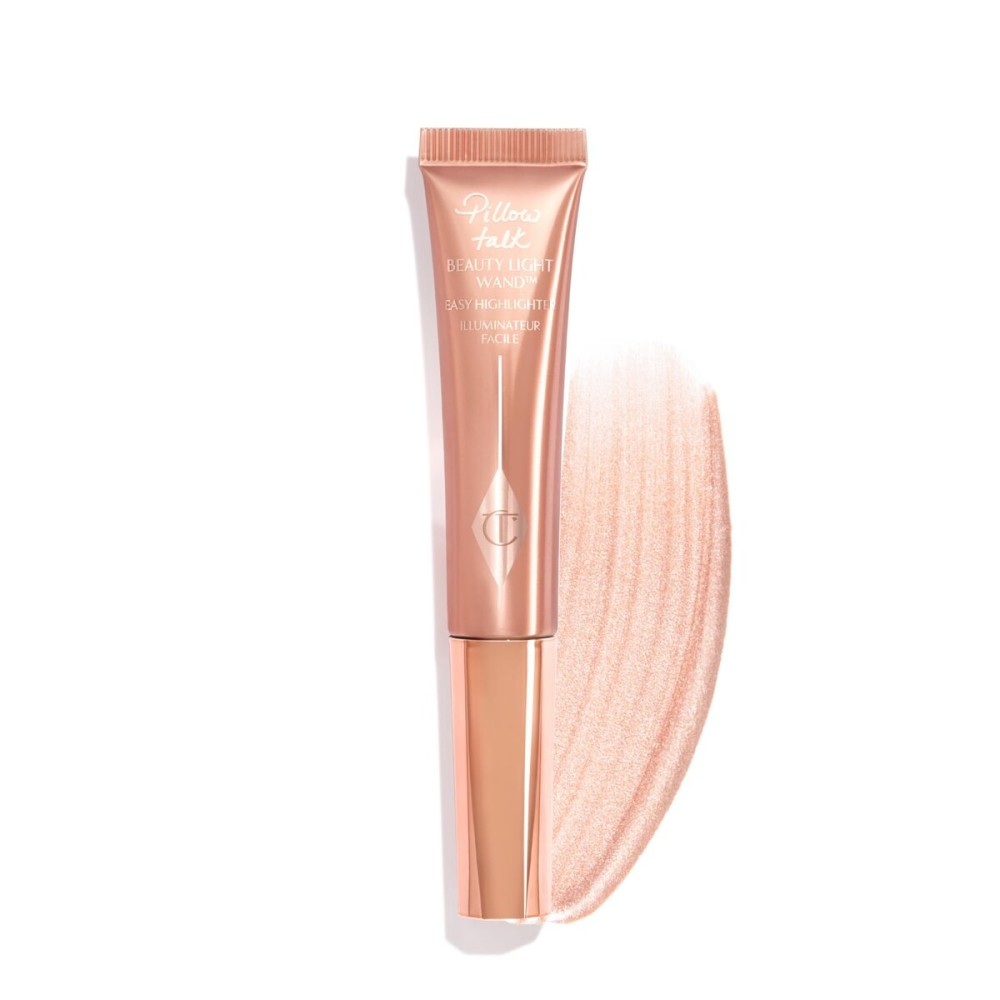 Charlotte Tilbury Pillow Talk Beauty Light Wand Liquid Highlighter Makeup - Soft-Focus Nude-Pink Highlighter & Blush for Cheeks - Pearlescent, Weightless Radiant Finish - Pillow Talk Original