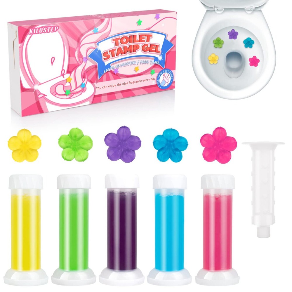 KILOSTEP Toilet Gel, 60 Count 5 Kinds Of Scent Toilet Cleaner Bowl Gel Stamp Kit Air Freshener