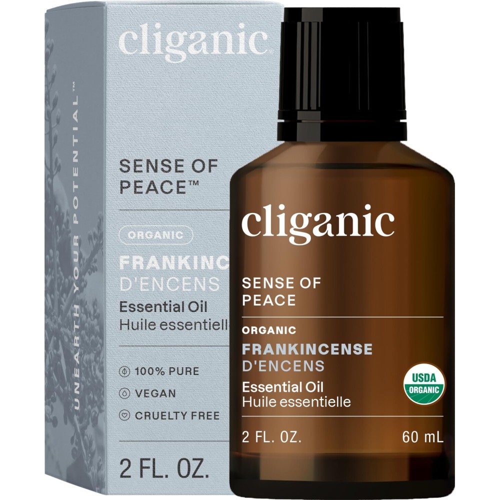 Cliganic Organic Frankincense Essential Oil - 100% Pure Natural for Aromatherapy Diffuser | Non-GMO Verified (Packaging May Vary)