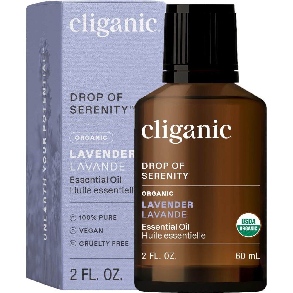 Cliganic Organic Lavender Essential Oil - 100% Pure Natural for Aromatherapy Diffuser | Non-GMO Verified (Packaging May Vary)