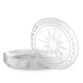 PLASTICPRO 7\'\' inch Premium Heavy Weight Crystal Clear Disposable Hard Plastic Party Plate Pack of 80