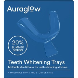 Auraglow Teeth Whitening Trays, Moldable Mouth Trays for Teeth Whitening, 20% Slimmer Design for a Comfortable Fit, Includes 4 Mouth Trays with Storage Case