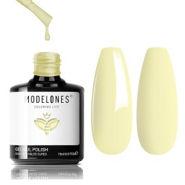 modelones Yellow Gel Nail Polish Pastel Soft Butter Yellow Polish Light Lemon Chiffon Nail Polish Gel Soak Off LED Nail Art Starter Salon Manicure 15 ML