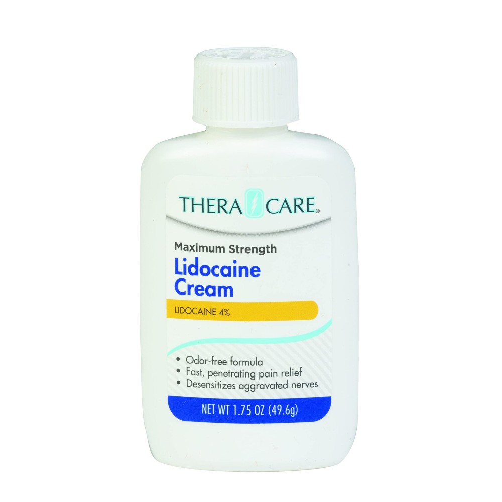 Thera|Care Maximum Strength OTC Lidocaine Cream | Numbs Away Pain | Long-Lasting Relief | Non-Greasy | 1.75 Oz