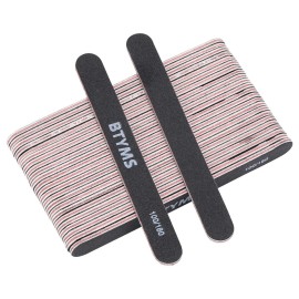 BTYMS 25 Count Nail Files for Acrylic Nails and Natural Nails 100/180 Grit Black Nail Buffers Double Sided Emery Boards Fingernail Files