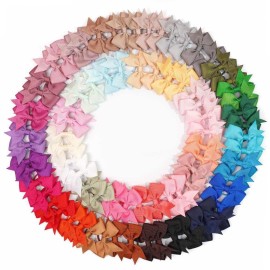 80PCS Baby Hair Ties With Bows 2Inch Hair Bows Elastic Rubber Bands Finger Hair Ties Ponytail Holders Hair Accessories for Baby Girls Newborn Infants Toddlers Multi-colored