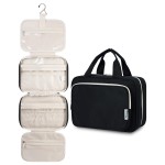 Narwey Hanging Toiletry Bag for Women Travel Makeup Bag Organizer Toiletries Bag for Travel Size Essentials Accessories Cosmetics (Black (Medium))